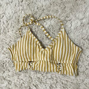 YELLOW/WHITE STRIPED BIKINI TOP